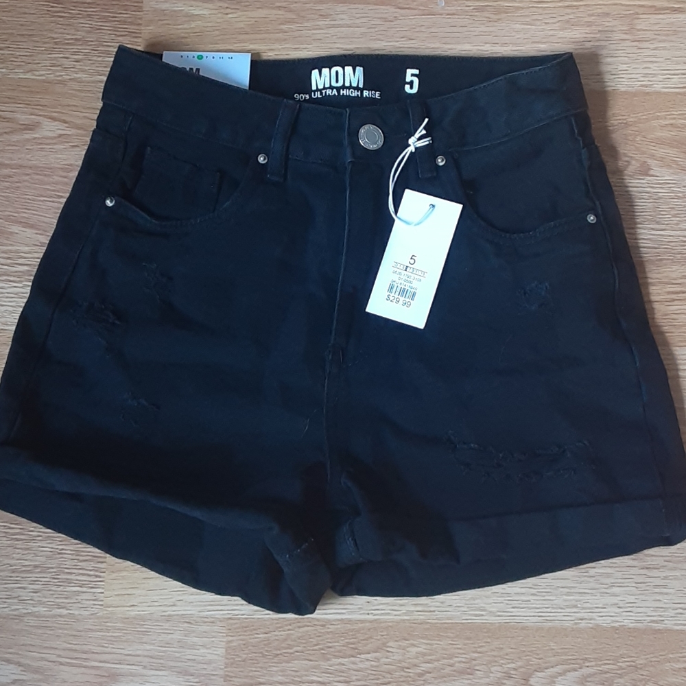 Black high rise shorts